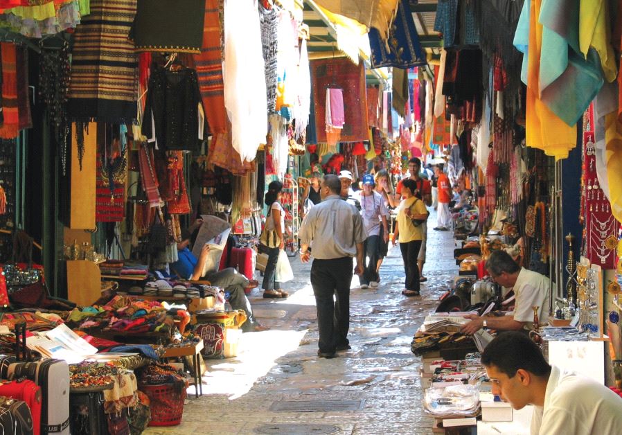 The Arab shuk, which proffers its colorful wares across the Old City’s Muslim and Christian Quarters