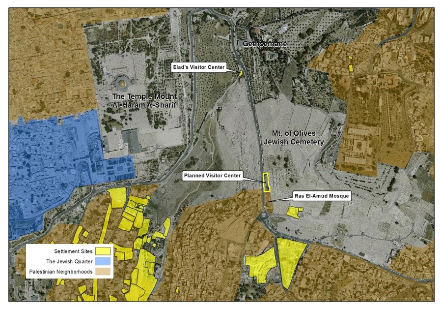 A map of the planned Mount of Olives visitors center.  