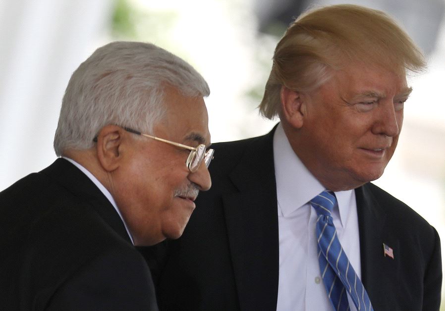 Donald Trump welcomes Mahmoud Abbas to White House in Washington , May 3, 2017