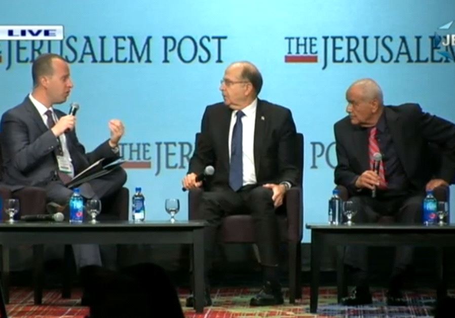 Lt. Gen. (res.) Moshe (Bogie) Ya'alon & Lt. Gen. (ret.) Dani Haloutz at the 2017 JPost Annual Conference