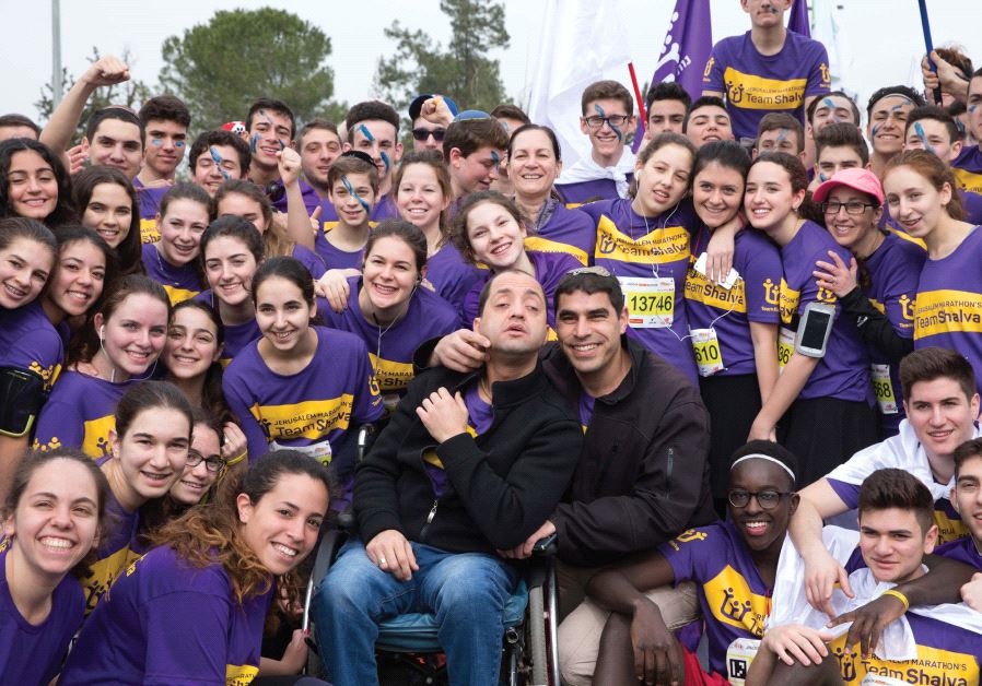 Team Shalva, seen here at the marathon, was comprised of nearly 1,000 runners