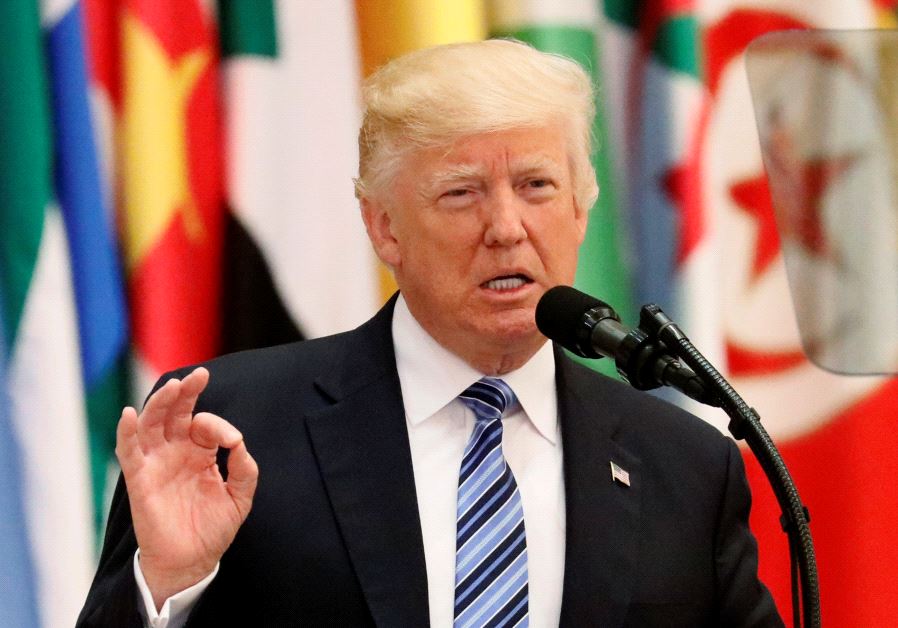 US President Donald Trump delivers a speech during Arab-Islamic-American Summit in Riyadh, Saudi Arabia May 21, 2017. 