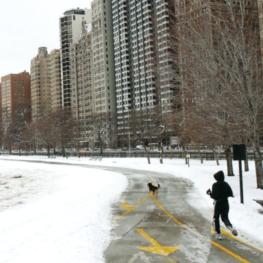 A man runs along Lake Michigan in Chicago in 2010