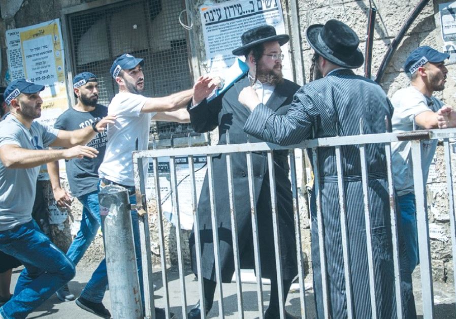 ULTRA-ORTHODOX MEN clash with police in the capital’s Mea She’arim neighborhood yesterday.