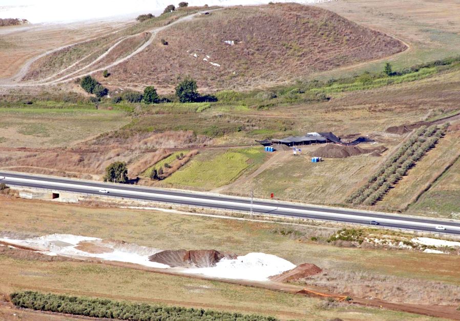 An aerial view of the excavation site in Ein Qashsish