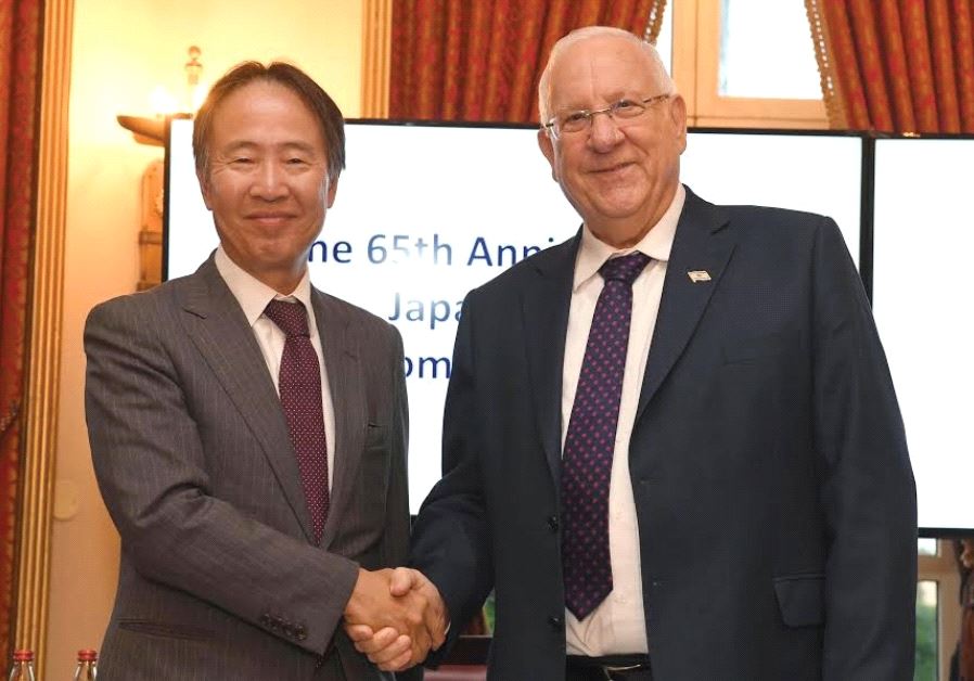 JAPANESE AMBASSADOR Koji Tomito and President Reuven Rivlin meet at the capital’s King David Hotel.