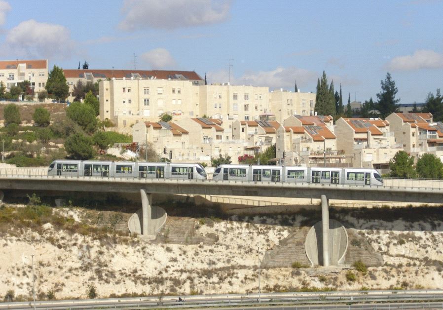 The light rail running through Pisgat Ze’ev neighborhood