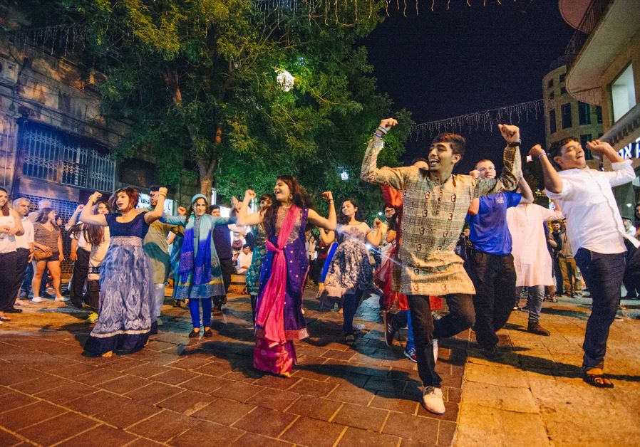 Leora Ruben, Mayan Sanlar, Avishai Mazgaonkar and Oved Gadkar bring a little Bollywood to Jerusalem as part of their Birthright trip from India.