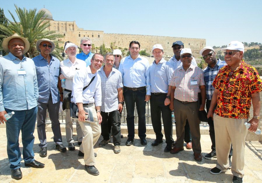 Israel's Ambassador to the UN Danny Danon guides counterparts through a tour of Jerusalem.