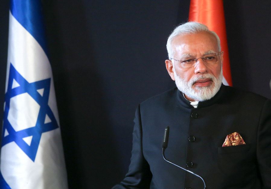Indian Prime Minister Narendra Modi in Jerusalem, July 5, 2017