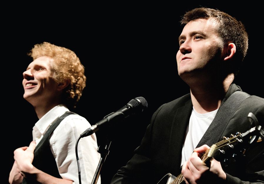 SAM O’HANLON (right) as Paul Simon with Charles Blyth as Art Garfunkel in ‘The Simon and Garfunkel Story'