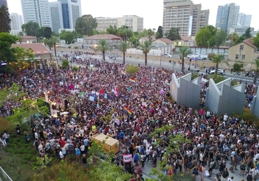 LGBT protesters in Tel Aviv