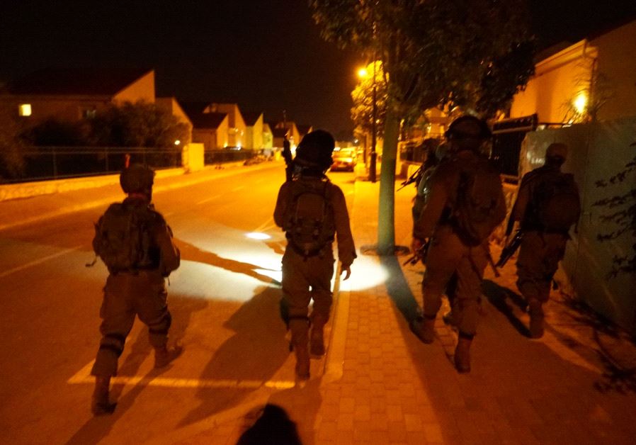 IDF forces in action following deadly attack in Halamish, July 22, 2017.